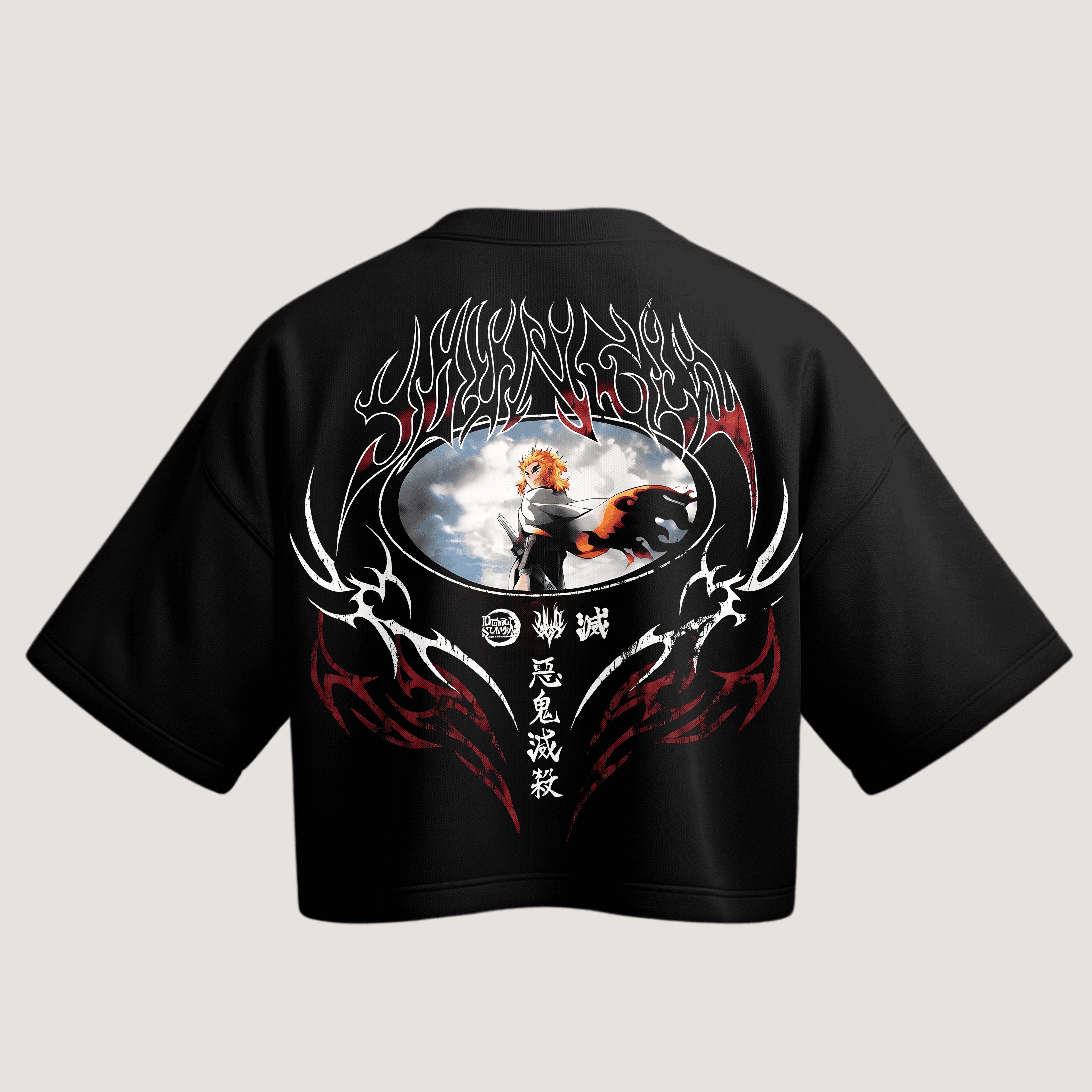 Franela Boxy Fit Rengoku – Flame Hashira (Y2K Streetwear)